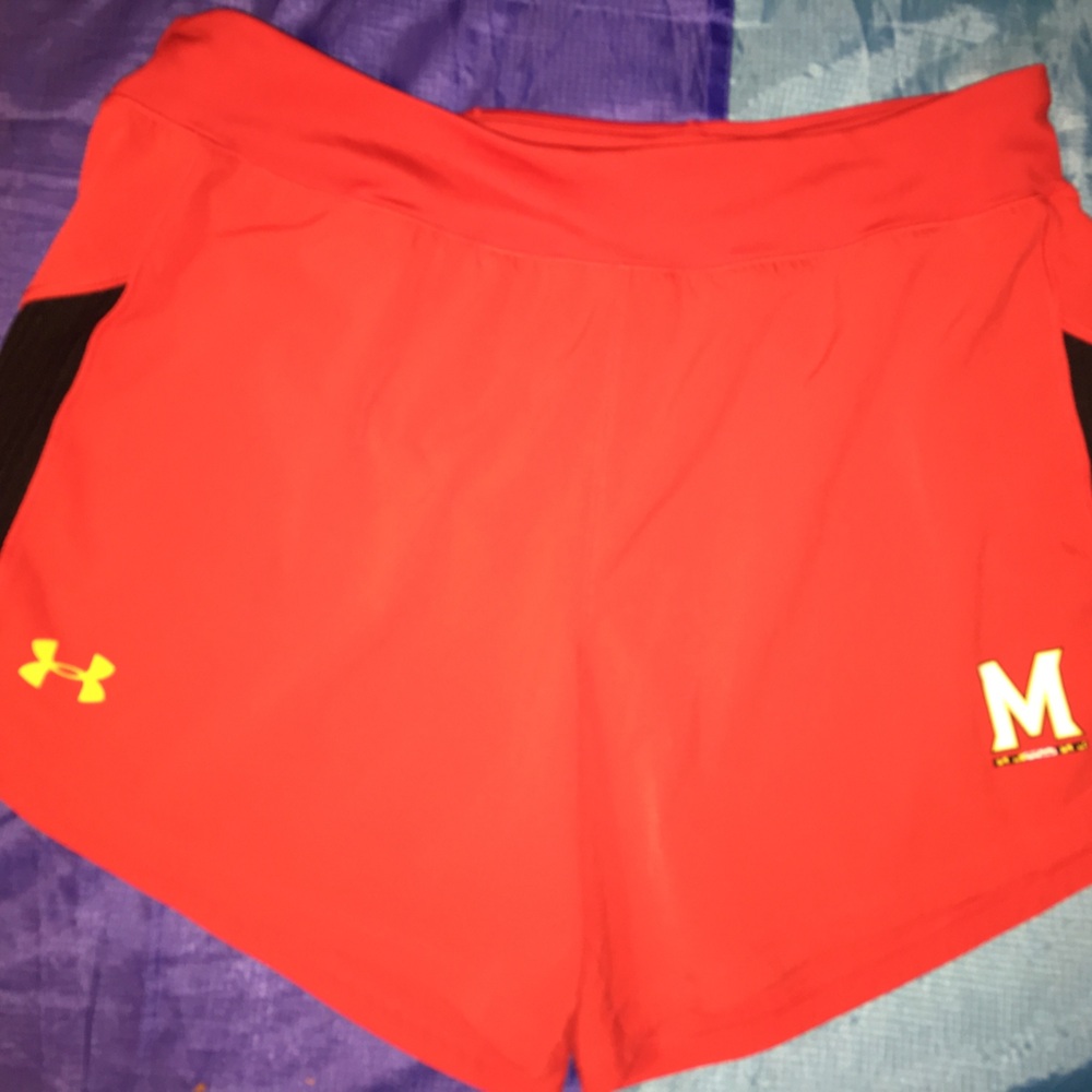 Under Armour Red Athletic Shorts with Logo